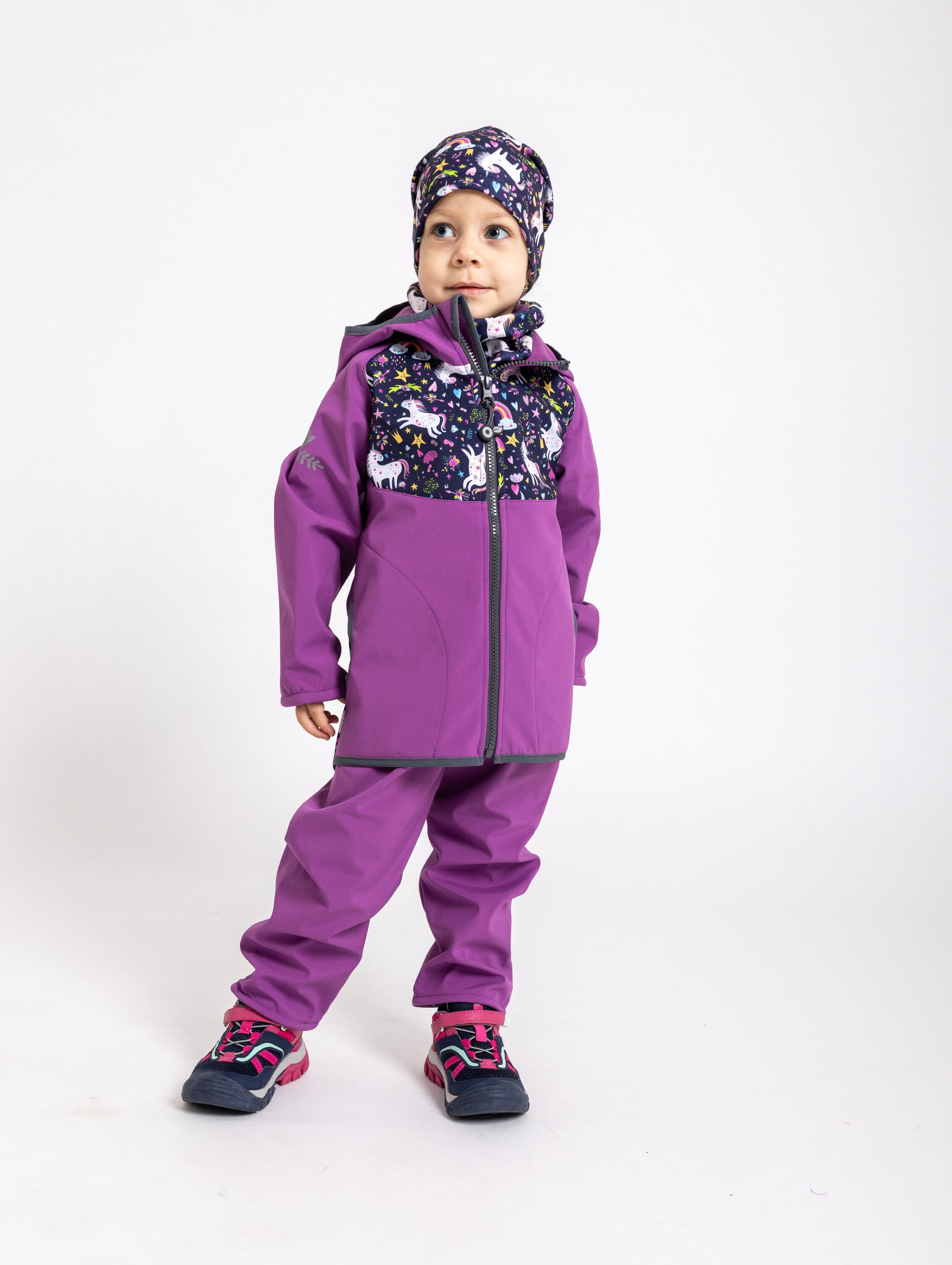 Softshell-Hose mit Fleece für Kleinkinder Basic, Brombeere, Einhörner 4/7
