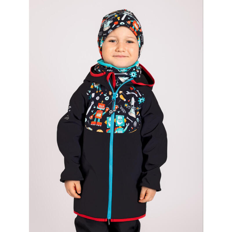 Dětská softshellová bunda s fleecem Basic, Černá, Roboti