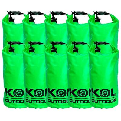 Pack 10 waterdichte tassen 10l drybag kajak sup paddle bedrijven - groen