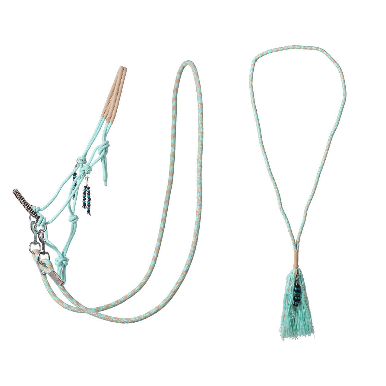 Qhp - Licol Pour Cheval Corde Qhp Combi Liberty - Licol - Bleu|gris|vert - Decathlon