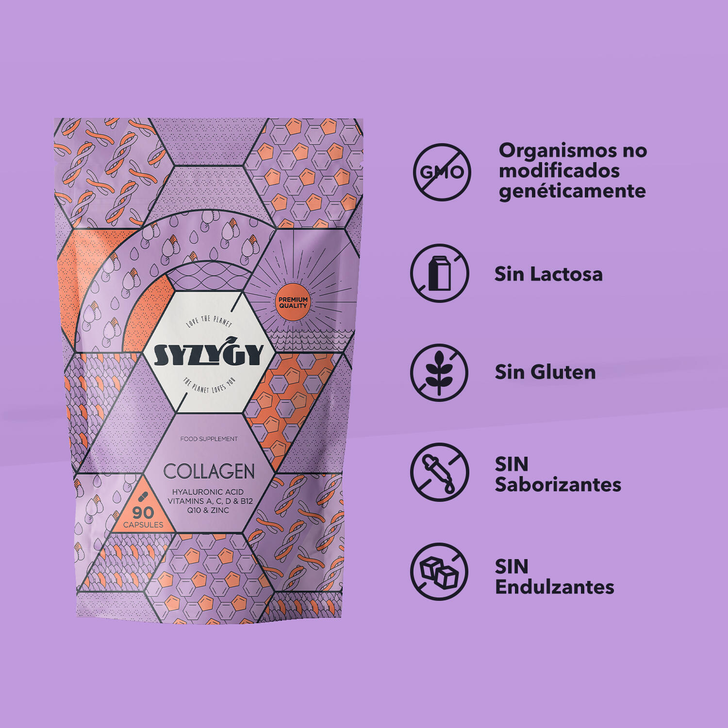 Colágeno, Ácido Hialurónico, Q10, Vitamina A, C, D, B12 y Zinc Syzygy Food 2/5