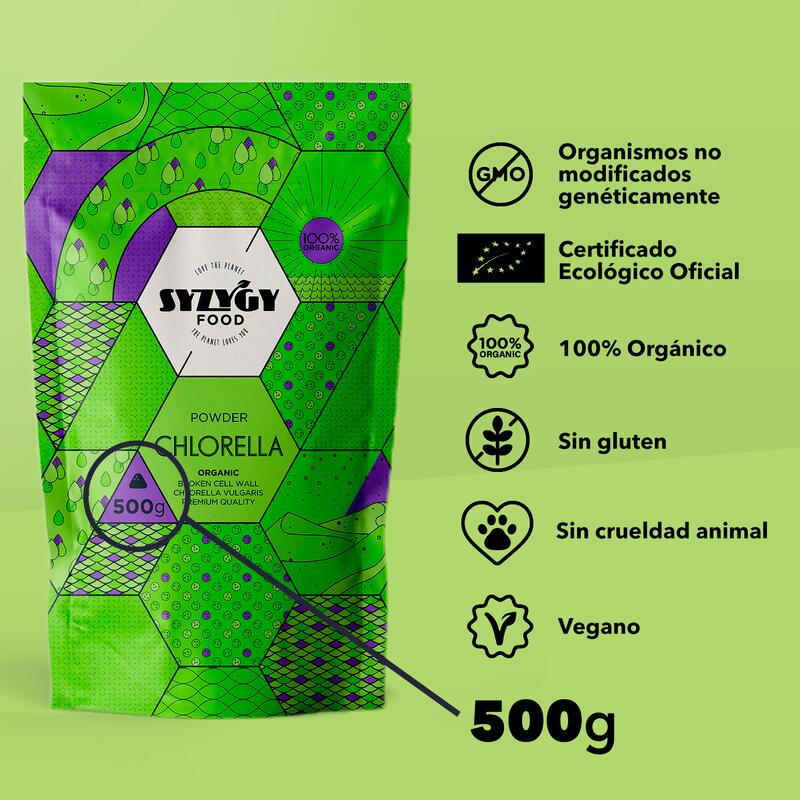 Chlorella en Polvo Ecológica Certificada Syzygy Food 500g