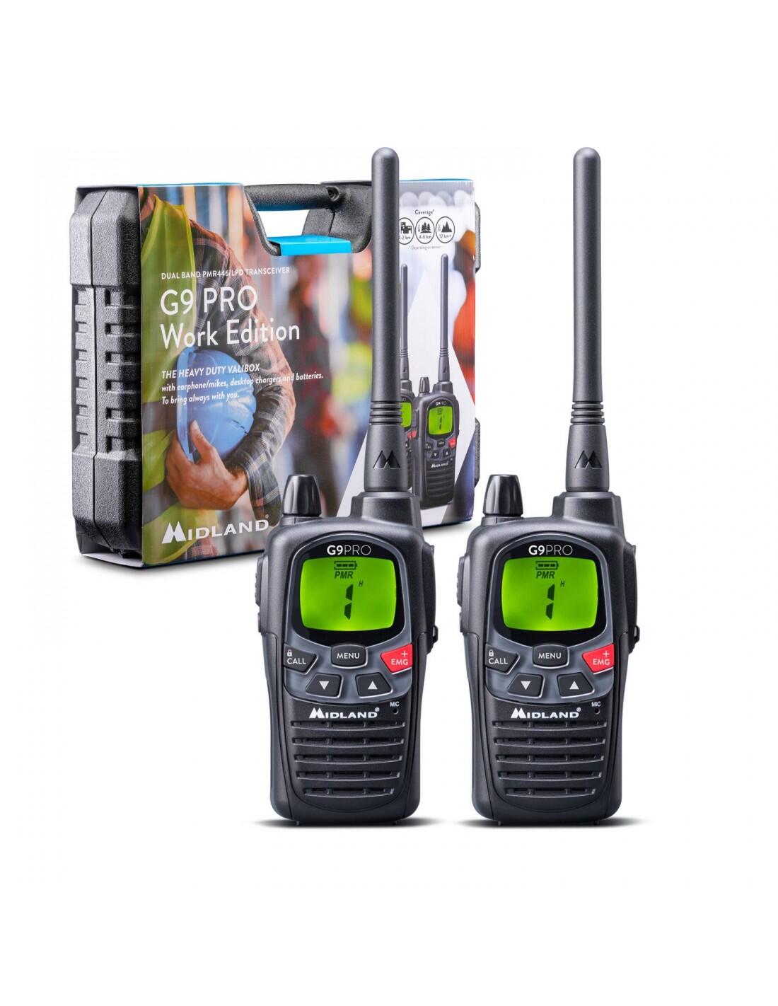 G9 PRO Work Edition Pack de 2 talkies walkies MIDLAND G9PRO et micro oreillettes 1/7