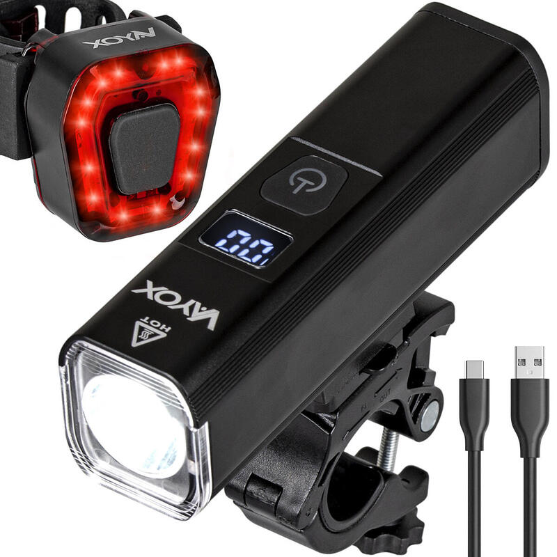 VAYOX VA0071 + VA0048 ensemble d'éclairage de vélo USB avant et arrière