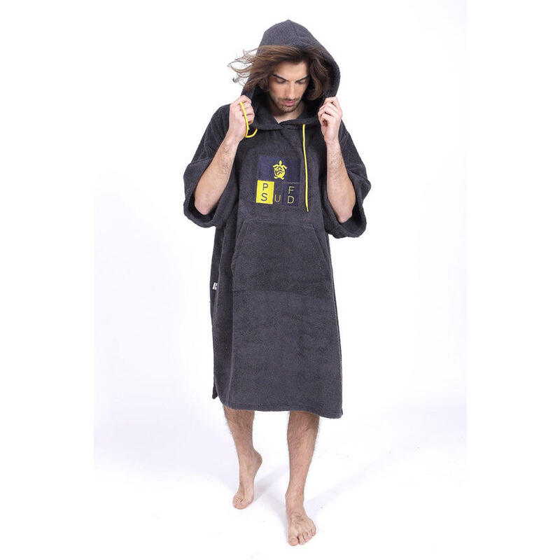 Poncho Surf Gri Închis - Mărime Unică - Bumbac - cu mâneci