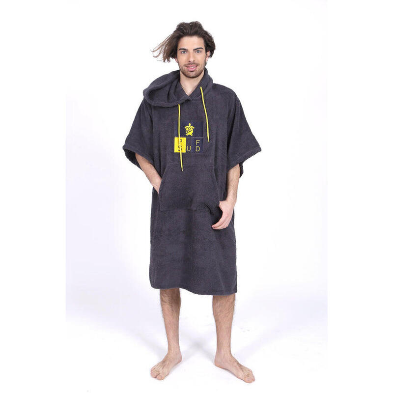 Poncho Surf Gri Închis - Mărime Unică - Bumbac - cu mâneci