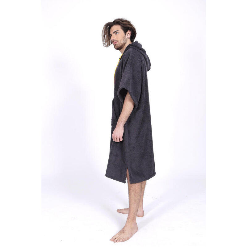 Poncho Surf Gri Închis - Mărime Unică - Bumbac - cu mâneci
