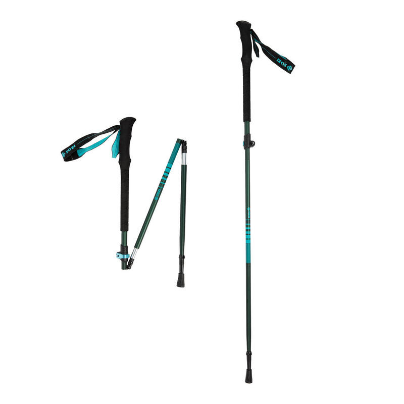 Bastón trekking aluminio PLEGABLE negro Y EXTENIBLE 100-115cm