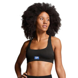 Haut de bikini à encolure côtelée dégagée pour femme PUMA Noir