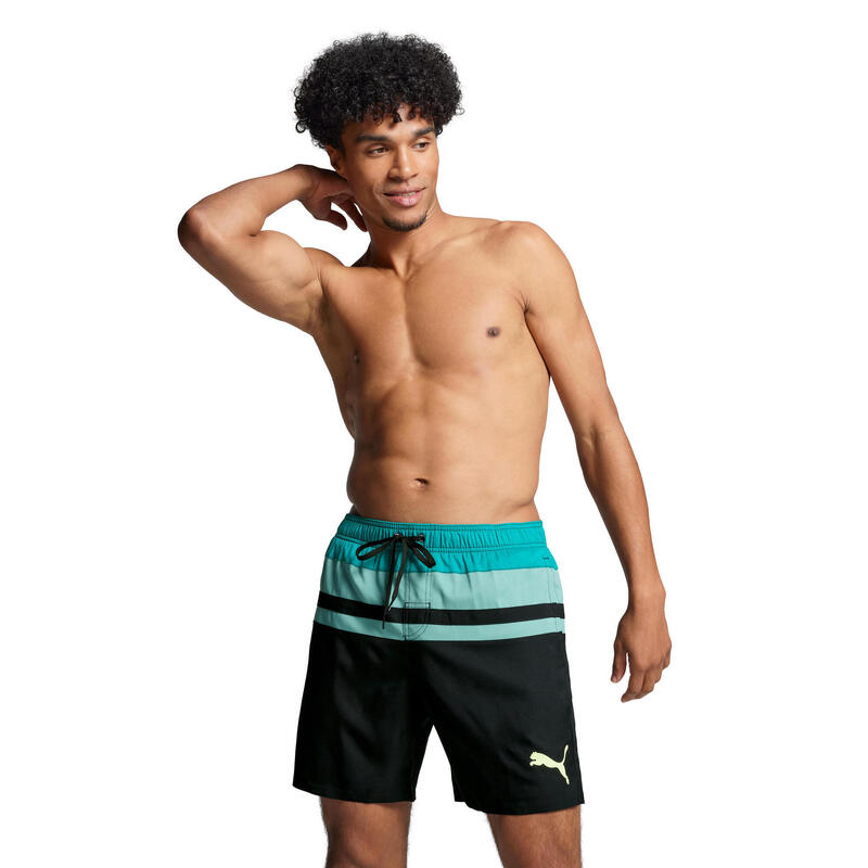 Short de bain mi-long PUMA Swim Heritage Homme, Noir/Bleu - Taille M