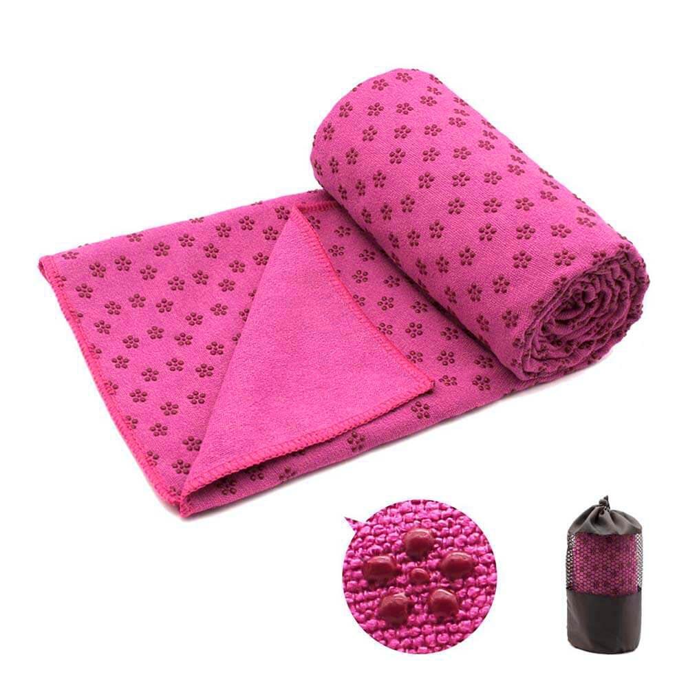 Antypoślizgowy ręcznik do jogi z torbą w prezencie-pink 2/5
