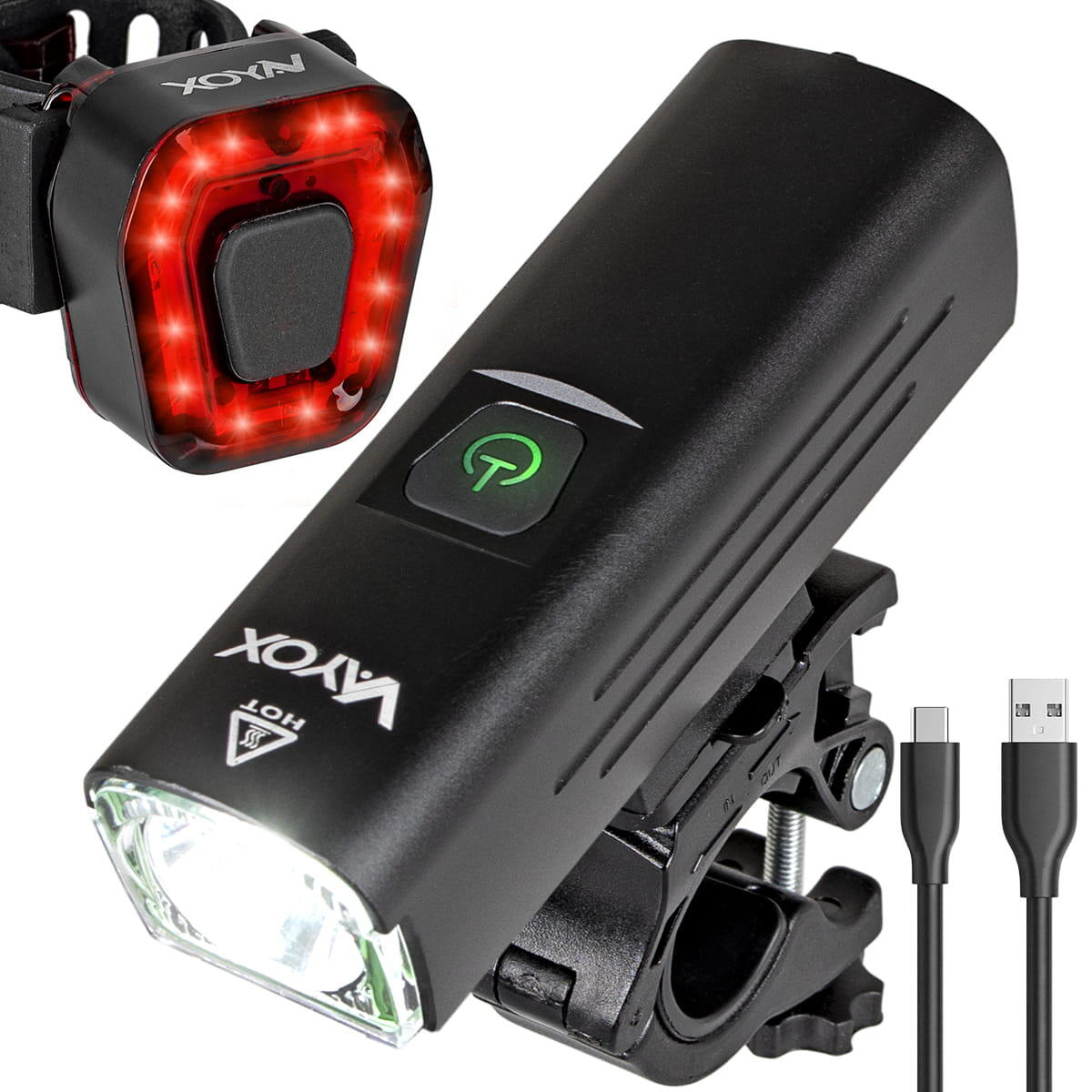 Zestaw lampek rowerowych VAYOX VA0046 + VA0048 przednia i tylna USB