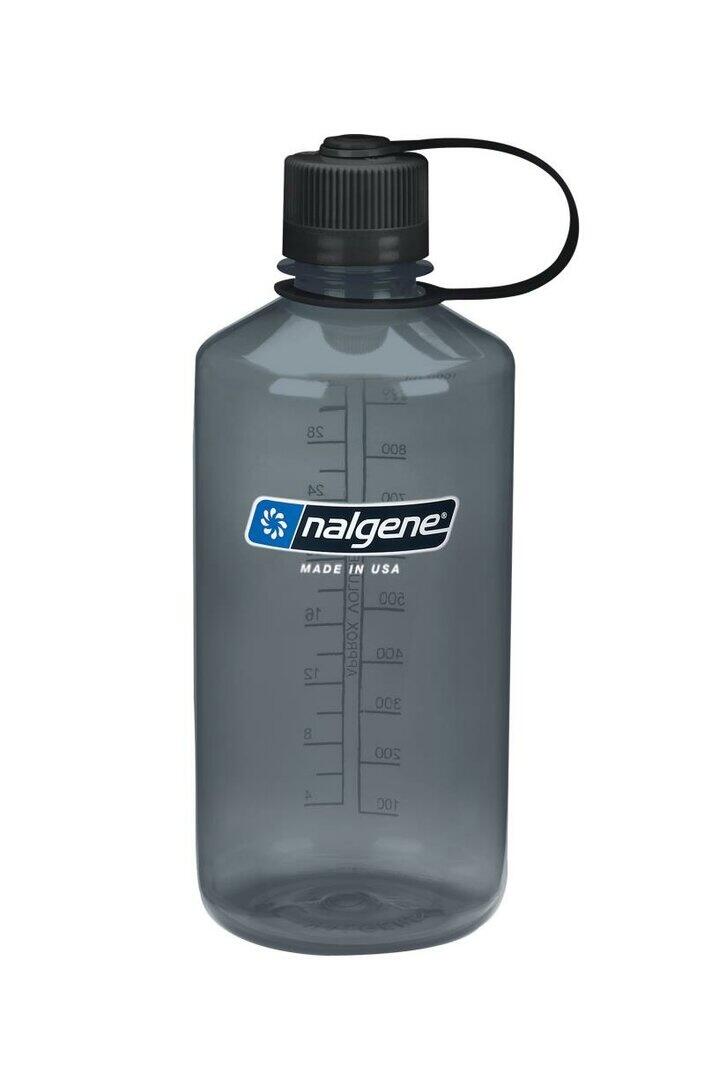 1L Narrow Mouth Sustain Water Bottle - Made From 50% Plastic Waste - Grey 2/3