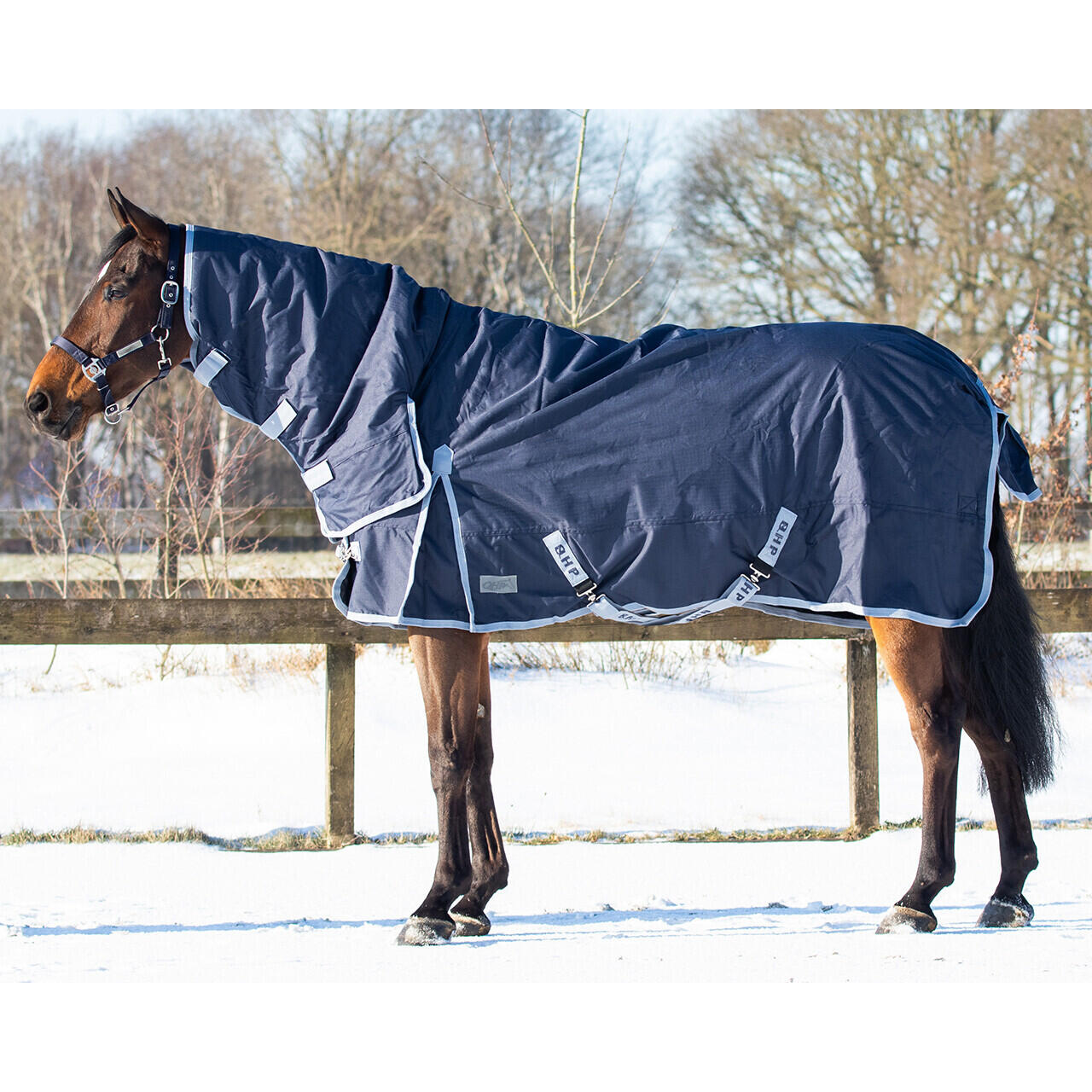 Horse blanket with integrated neck cover QHP Turnout 300 g