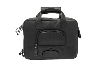 Newlooxs Cali Borsa da Bici in Pelle — Laptop 15". Nero