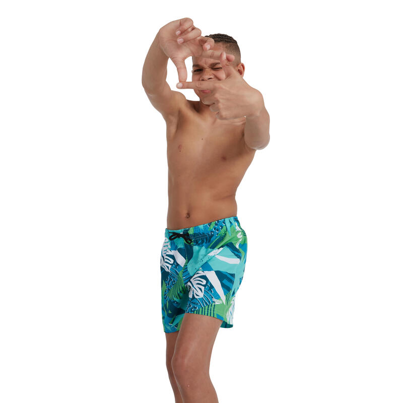 熱帶圖案 男童 (6-14 歲) 沙灘褲 - 綠色