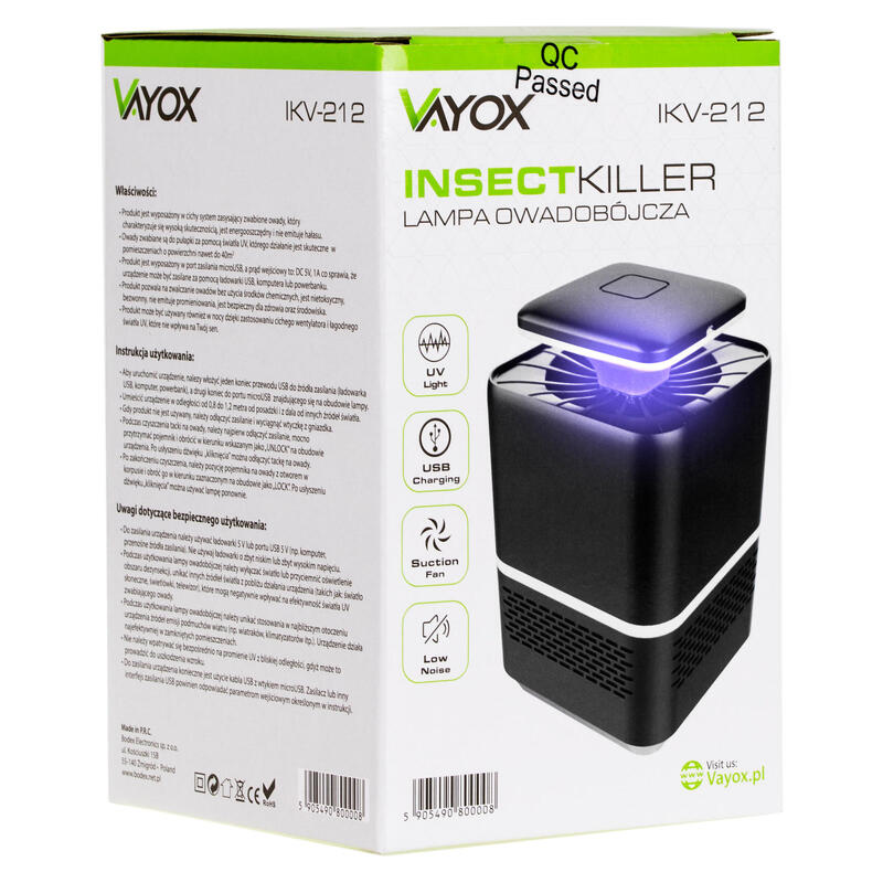 Lampa owadobójcza VAYOX IKV-212 USB UV 40m2