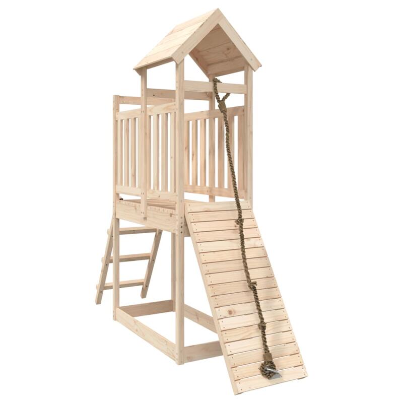 Casa de brincar com parede de escalar madeira de pinho maciça