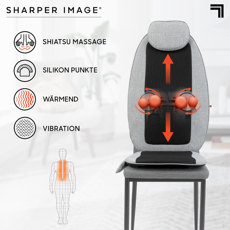 Shiatsu Sitzauflage mit 4-Punkt-Massage, Wärme- und Vibrationsfunktion  SHARPER IMAGE - DECATHLON