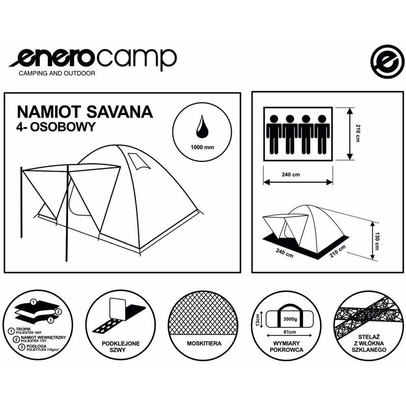 Namiot turystyczny 4 osobowy  Enero Camp Iglo Savana 210X240X130cm