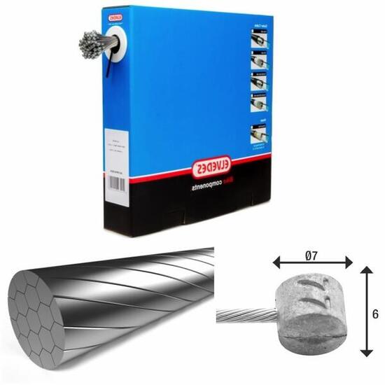 Bremskabel 1x9 Drähte Edelstahl Slick Ø1,5mm T-Kopf Ø7x6 Elvedes (x100)