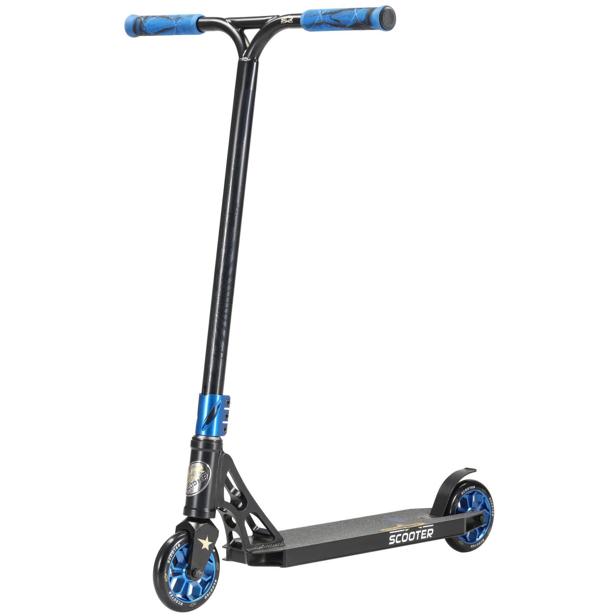 STAR SCOOTER Freestyle Jump alu stuntstep, 120mm Pro Trick Roller, zwart blauw 1/7