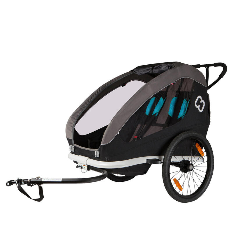 Przyczepka rowerowa dla dziecka Hamax TRAVELLER TWIN czarno-szara