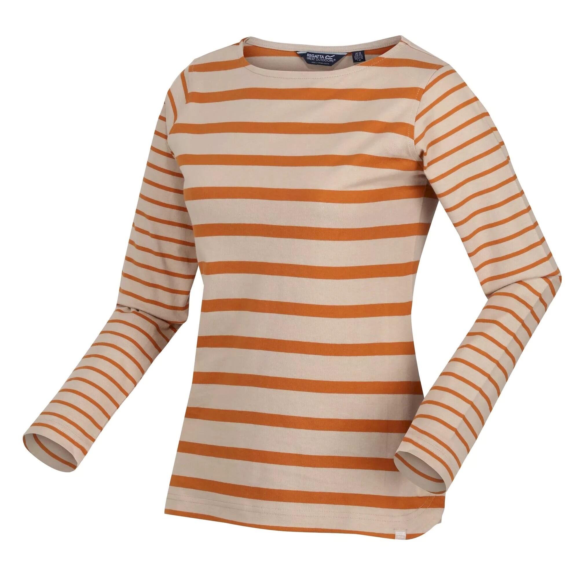 Womens/Ladies Farida Striped LongSleeved TShirt (Moccasin Brown/Copper) 4/5