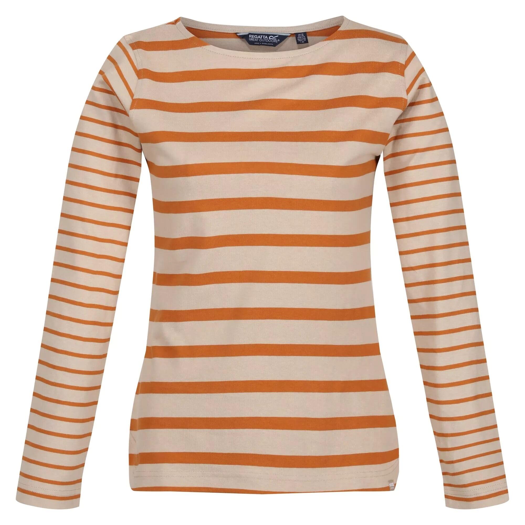 REGATTA Womens/Ladies Farida Striped LongSleeved TShirt (Moccasin Brown/Copper)