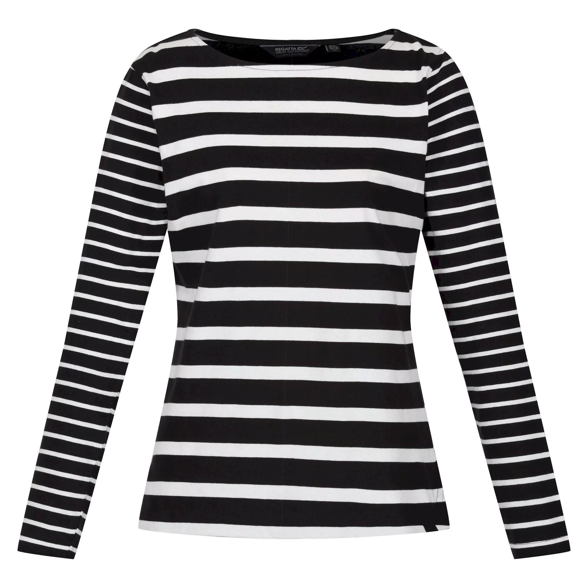 Womens/Ladies Farida Striped LongSleeved TShirt (Black/Snow White) 1/5