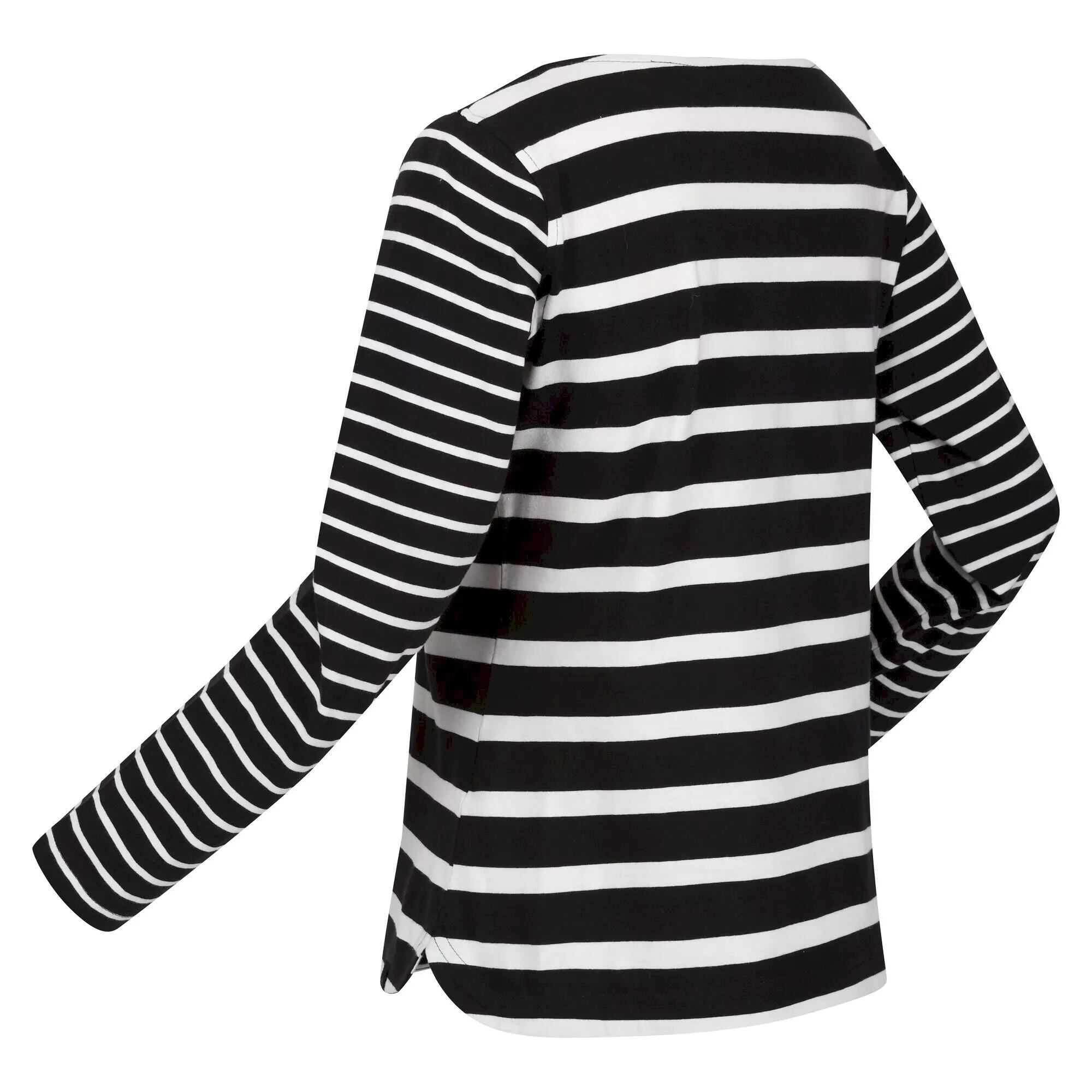 Womens/Ladies Farida Striped LongSleeved TShirt (Black/Snow White) 3/5