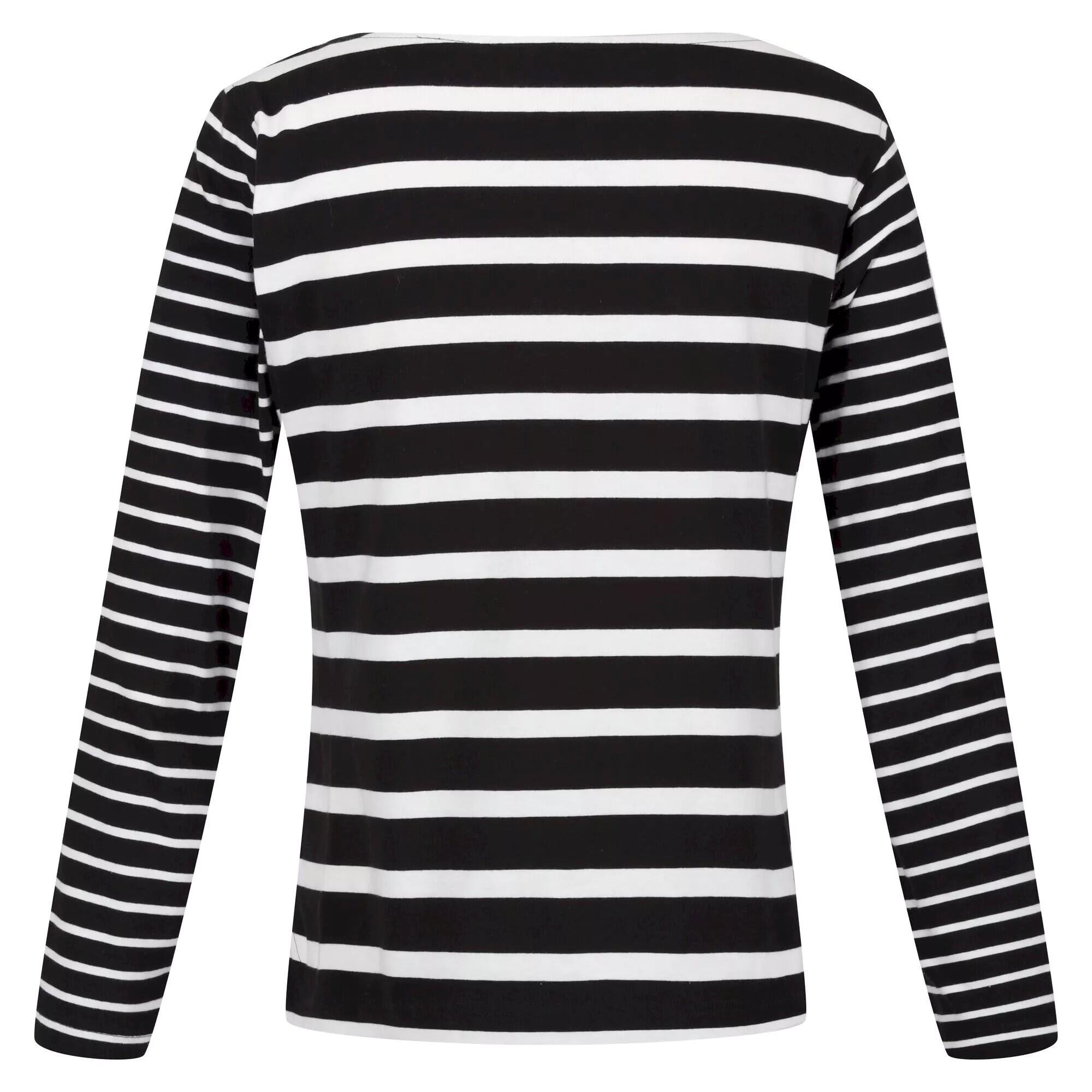 Womens/Ladies Farida Striped LongSleeved TShirt (Black/Snow White) 2/5