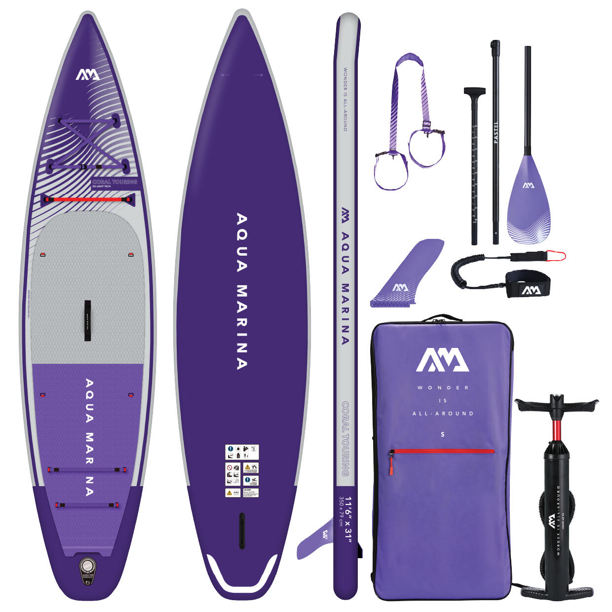 Aqua Marina CORAL Touring 11ft6 / 350cm Stand Up Paddle Board Package 1/7