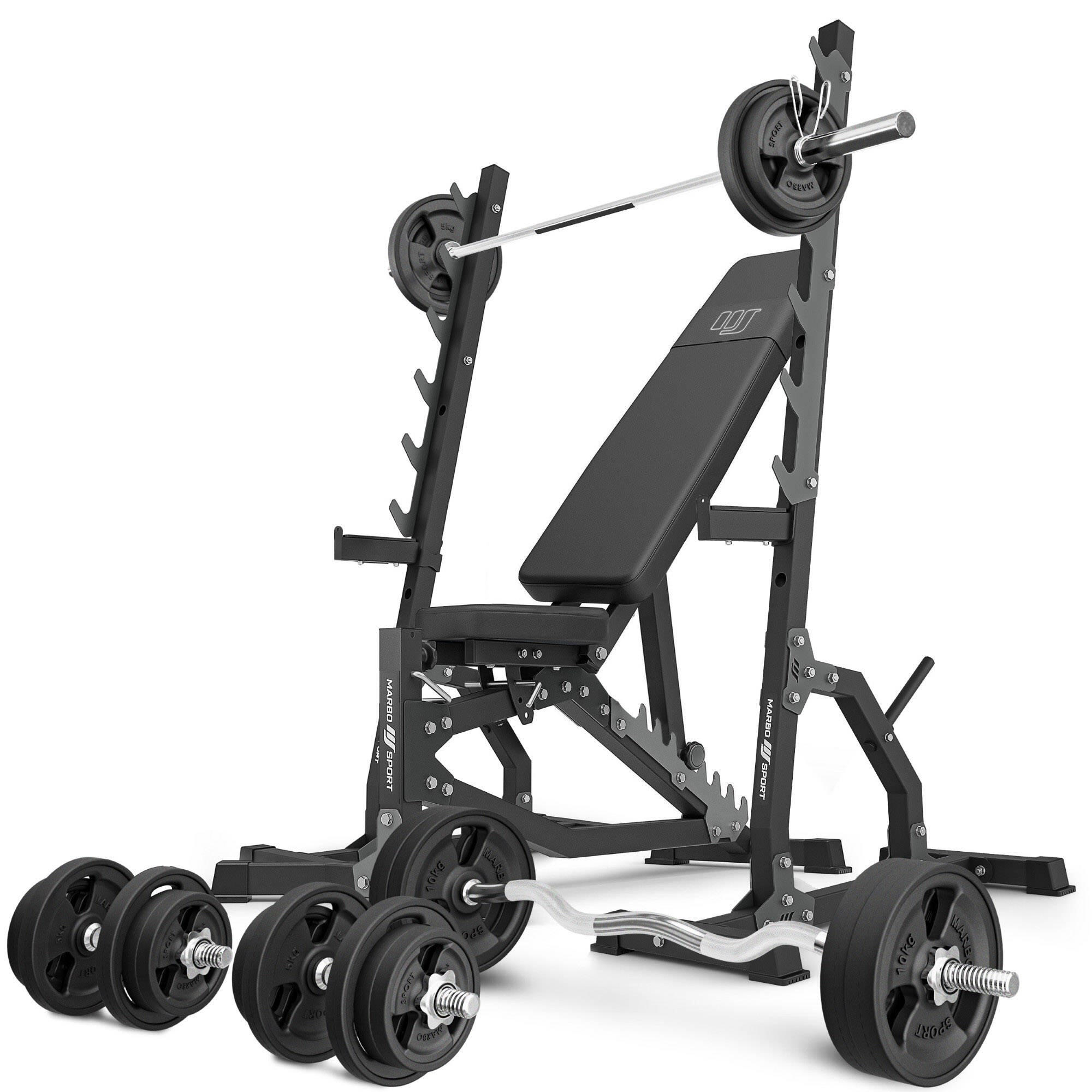 Marbo Sport - Ensemble De Musculation Marbo Sport Banc Réglable Et Accessoires Supplémentaires - Banc De Musculation - Noir - Taille Unique - Decathlon