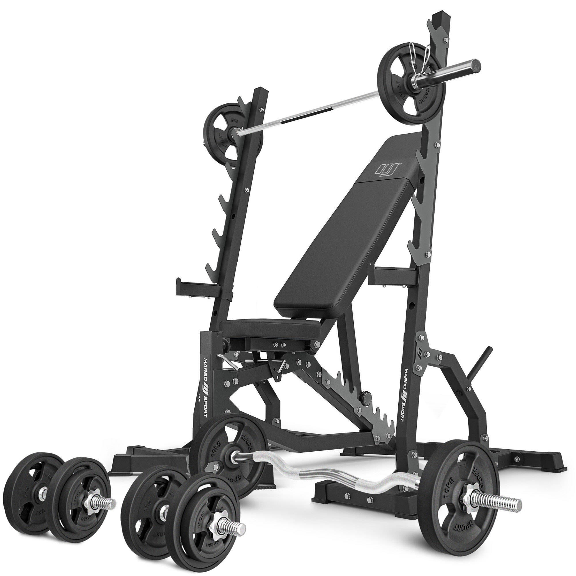 Marbo Sport - Ensemble De Musculation Marbo Sport Banc Réglable Et Accessoires Supplémentaires - Banc De Musculation - Noir - Taille Unique - Decathlon
