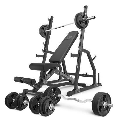 Set per allenamento con i pesi Marbo Sport panca regolabile e accessori