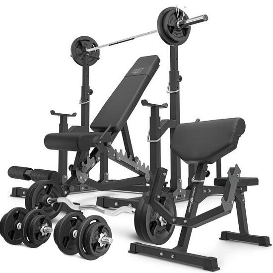 Set per allenamento con i pesi Marbo Sport panca regolabile e accessori
