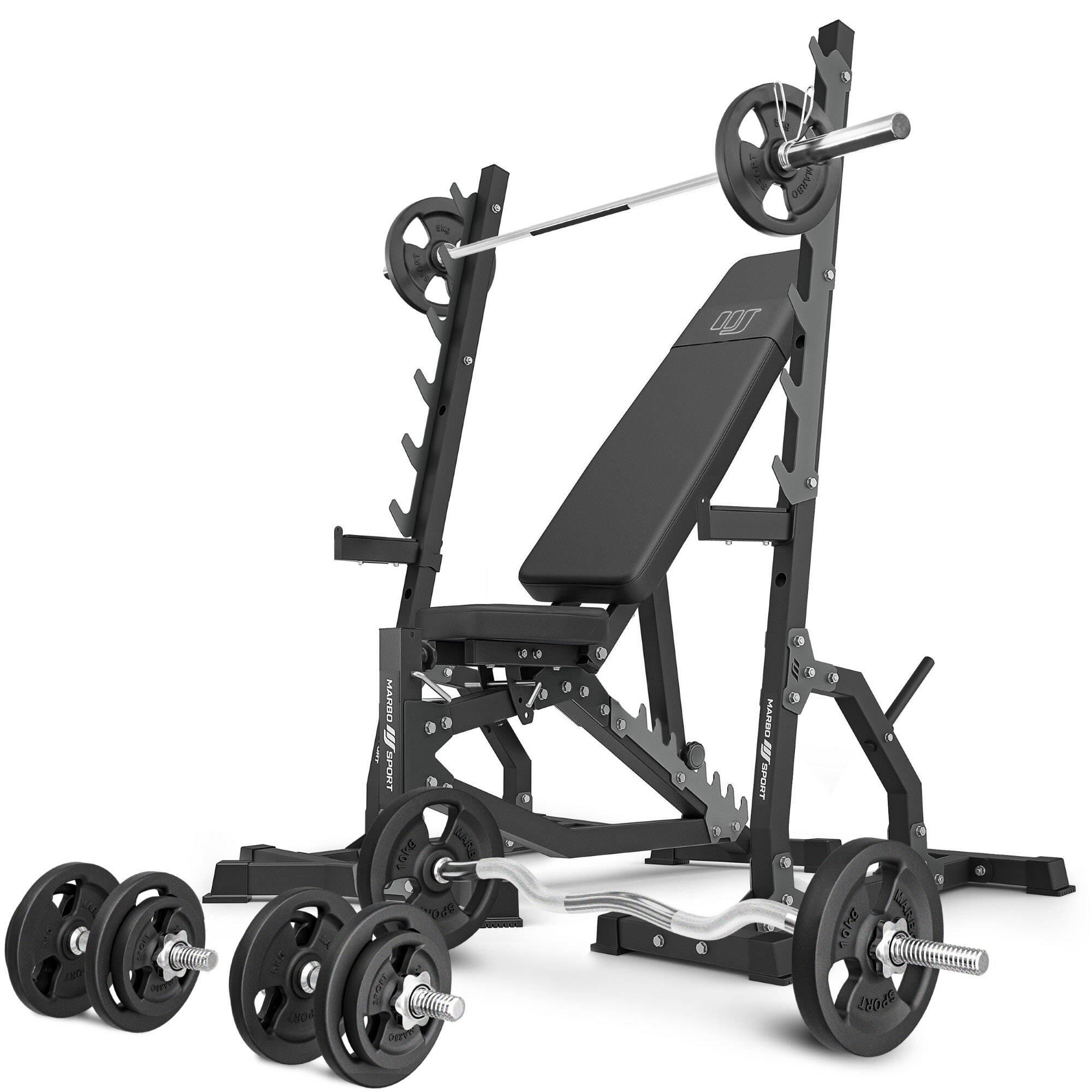 Marbo Sport - Ensemble De Musculation Marbo Sport Banc Réglable Et Accessoires Supplémentaires - Banc De Musculation - Noir - Taille Unique - Decathlon