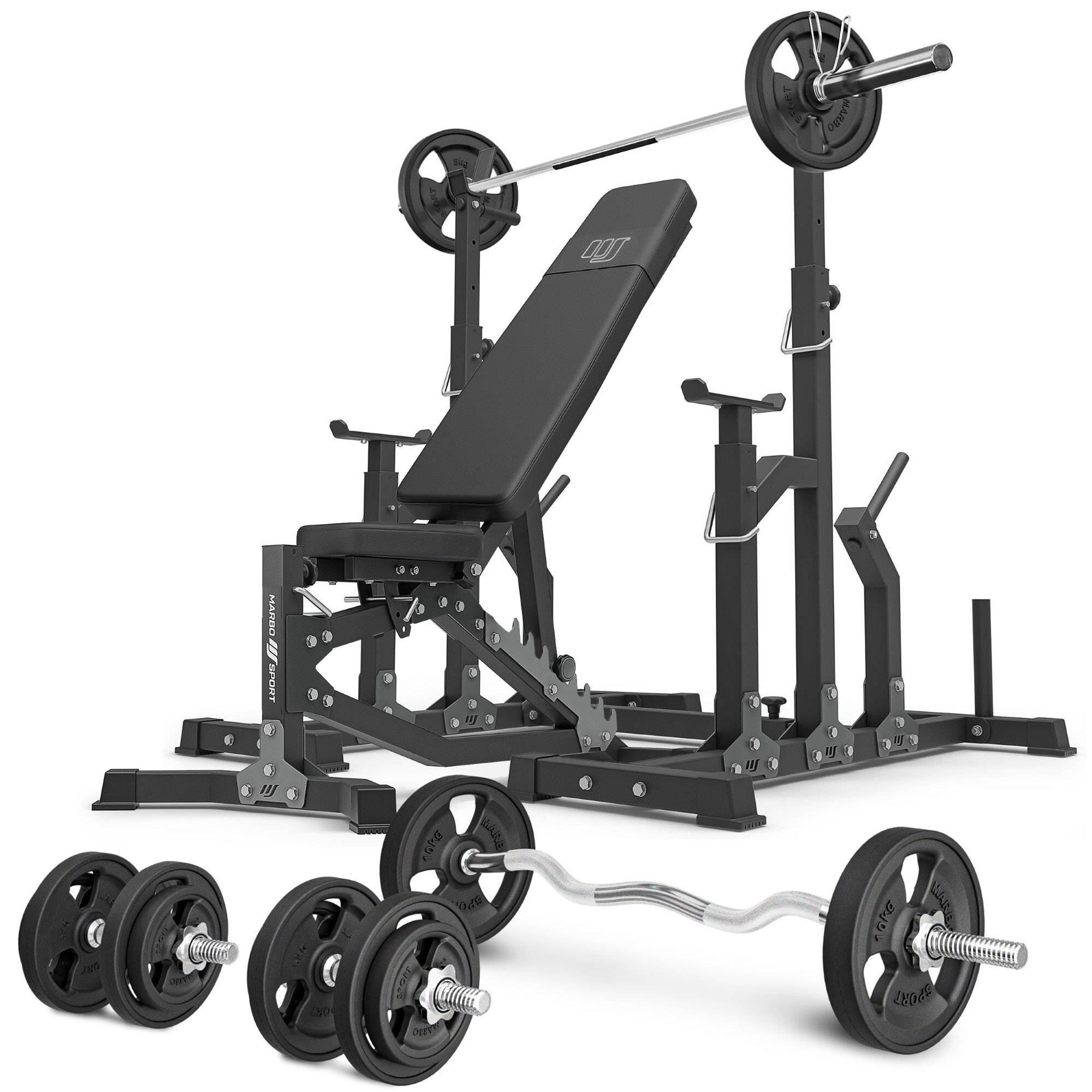 Marbo Sport - Ensemble De Musculation Marbo Sport Banc Réglable Et Accessoires Supplémentaires - Banc De Musculation - Noir - Taille Unique - Decathlon