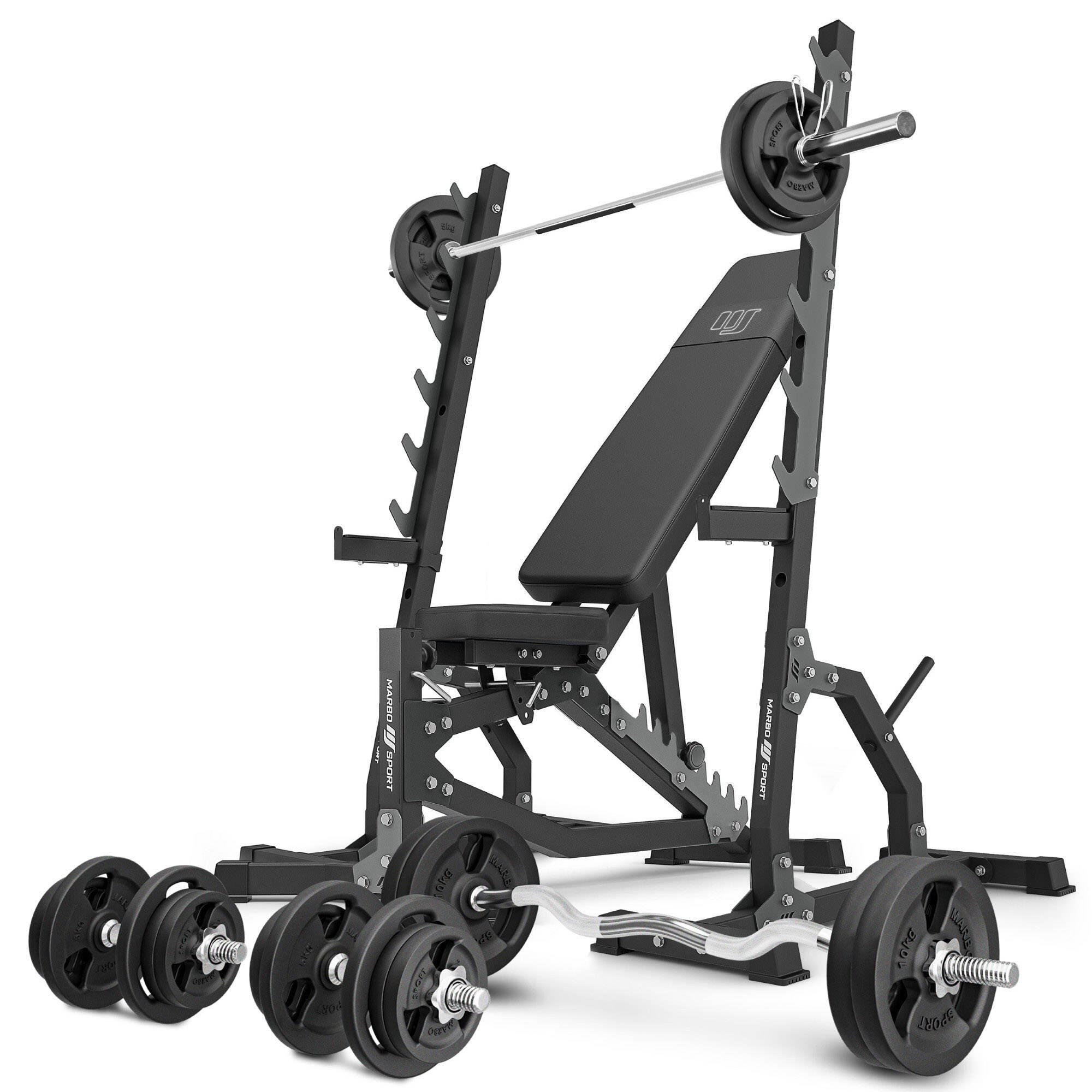 Marbo Sport - Ensemble De Musculation Marbo Sport Banc Réglable Et Accessoires Supplémentaires - Banc De Musculation - Noir - Taille Unique - Decathlon