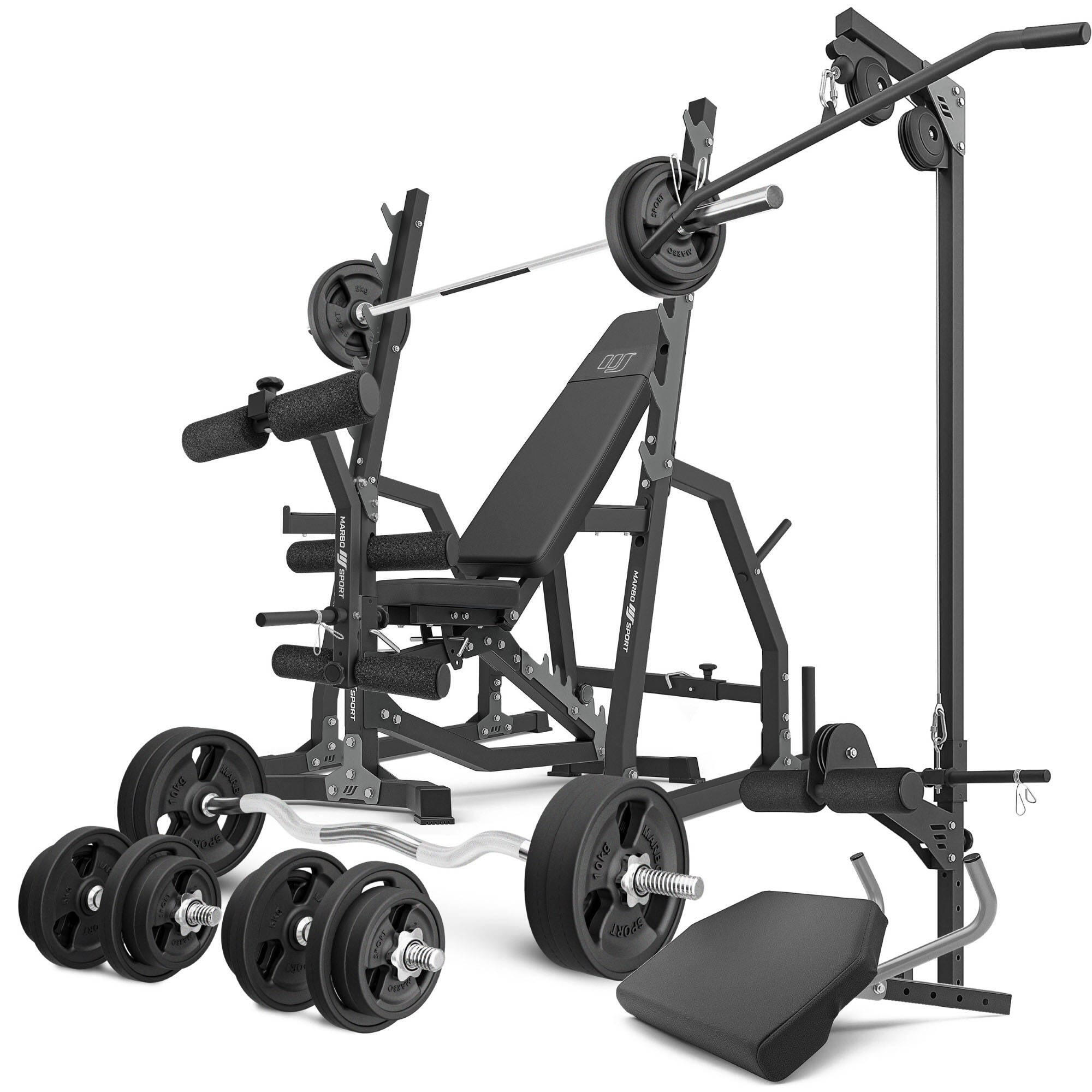Marbo Sport - Ensemble De Musculation Marbo Sport Banc Réglable Et Accessoires Supplémentaires - Banc De Musculation - Noir - Taille Unique - Decathlon