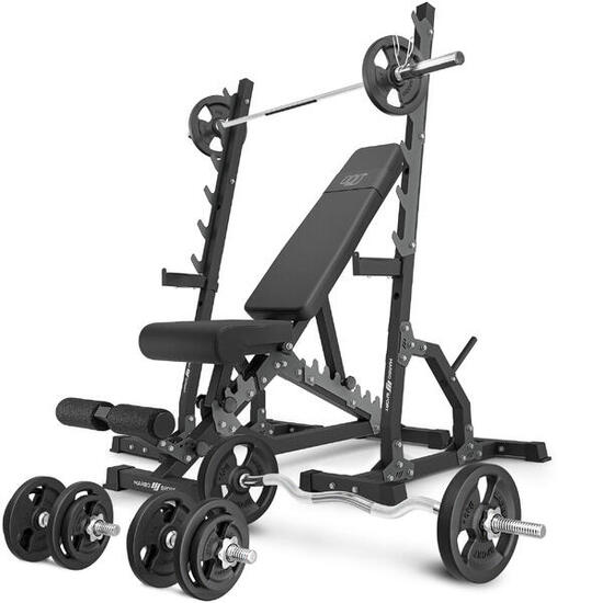 Set per allenamento con i pesi Marbo Sport panca regolabile e accessori