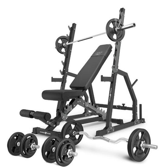 Set per allenamento con i pesi Marbo Sport panca regolabile e accessori