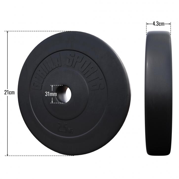 DISQUE DE MUSCULATION PLASTIQUE | DIAM 31MM | AU CHOIX DE 1,25KG À 15KG