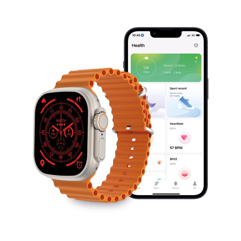 Smartwatch Ksix Urban Plus, Modes sport/santé, Submersible, Orange