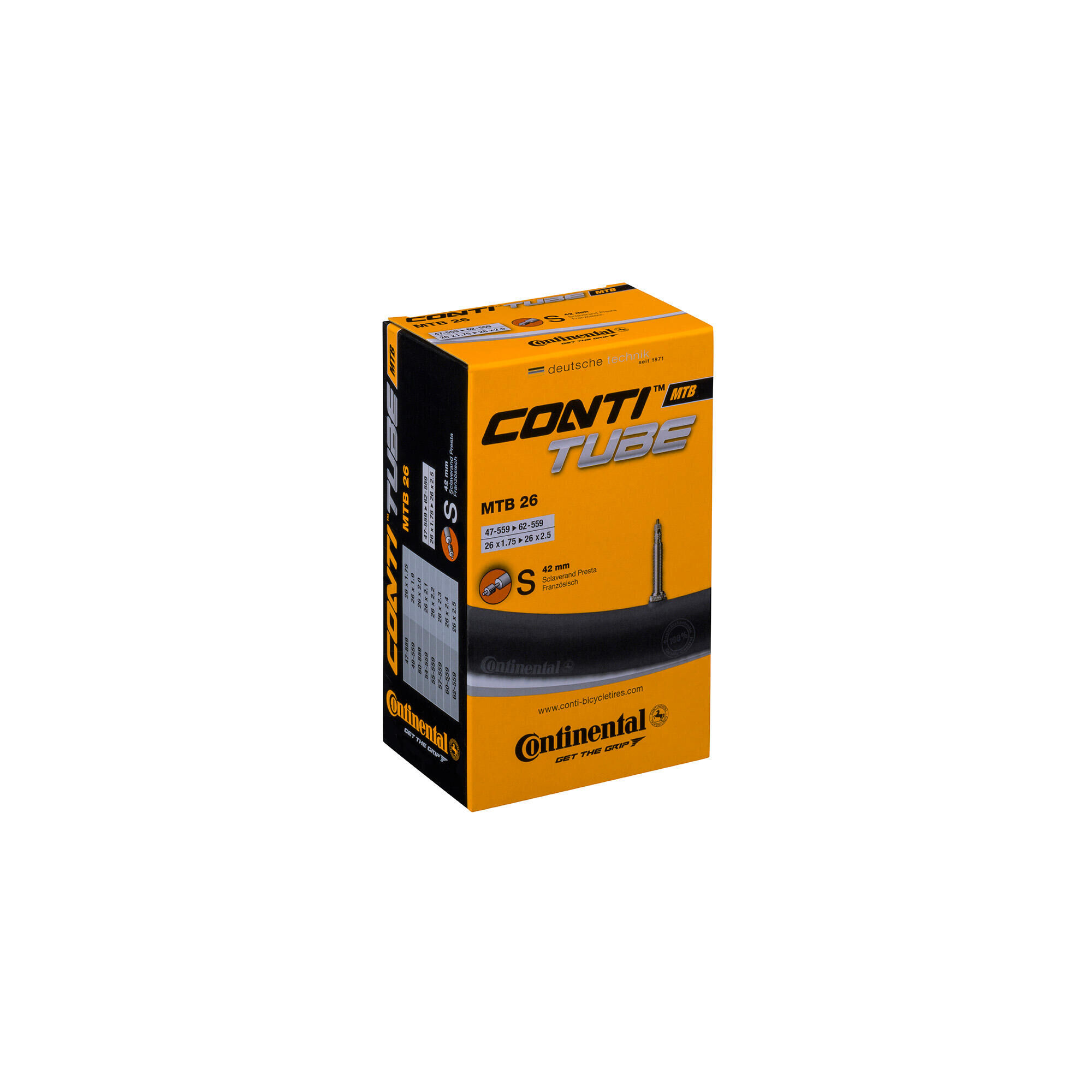 CONTINENTAL MTB Tube - Presta 42mm Valve MTB Black 26X1.75-2.5"