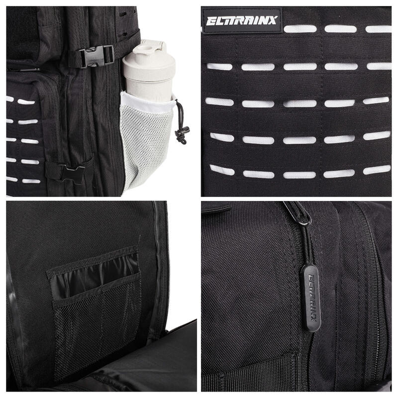 Militaire tactische rugzak ELITRAINX V2 Zwart en Wit 45L voor sport en reizen