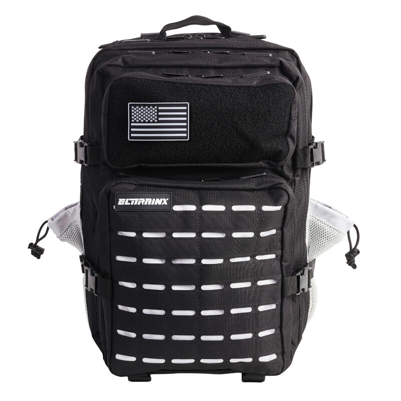 Sac à dos tactique militaire ELITRAINX V2 noir et blanc 45L pour le sport