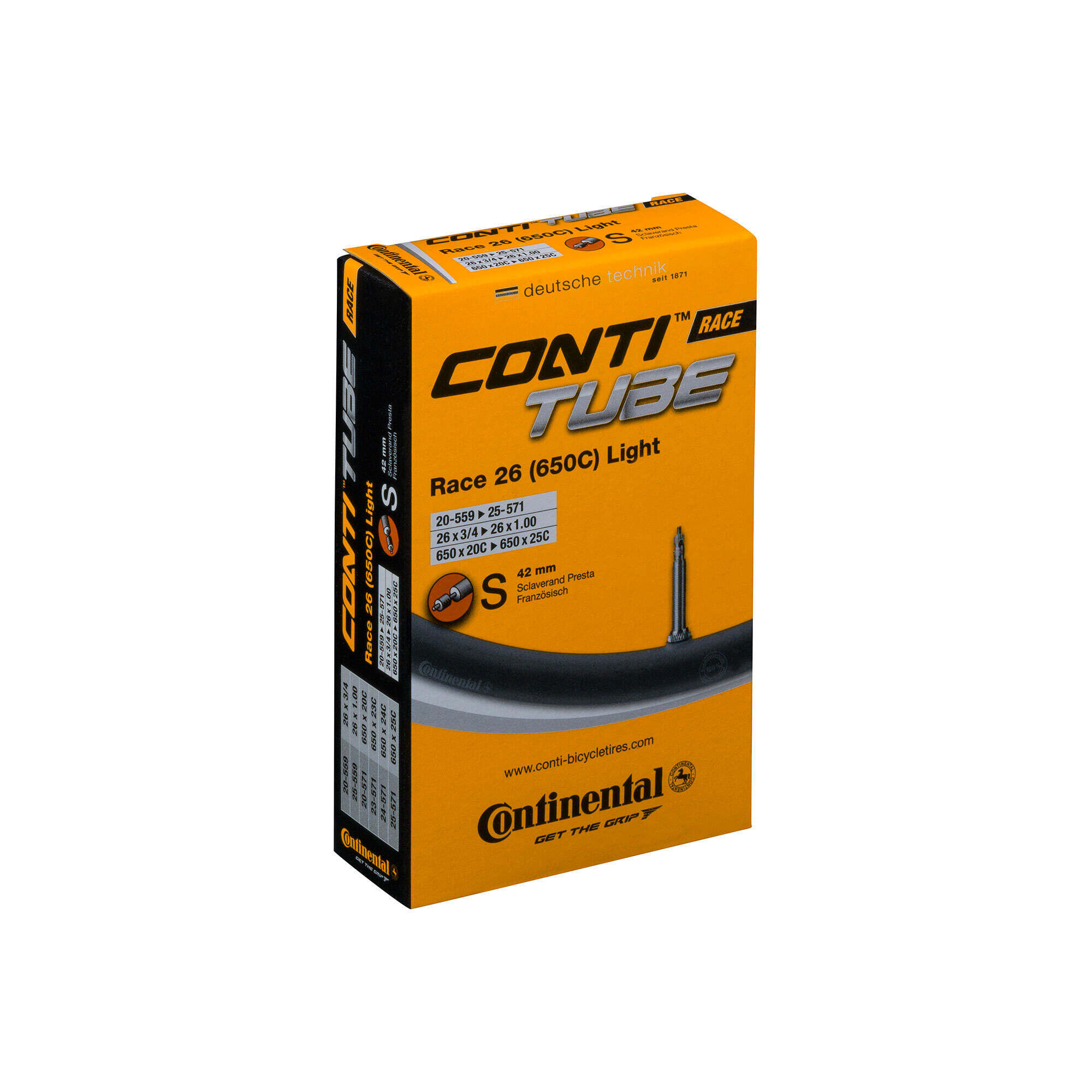 CONTINENTAL Race Tube Light - Presta 42mm Valve Road Black 700X20-25C Lightweight