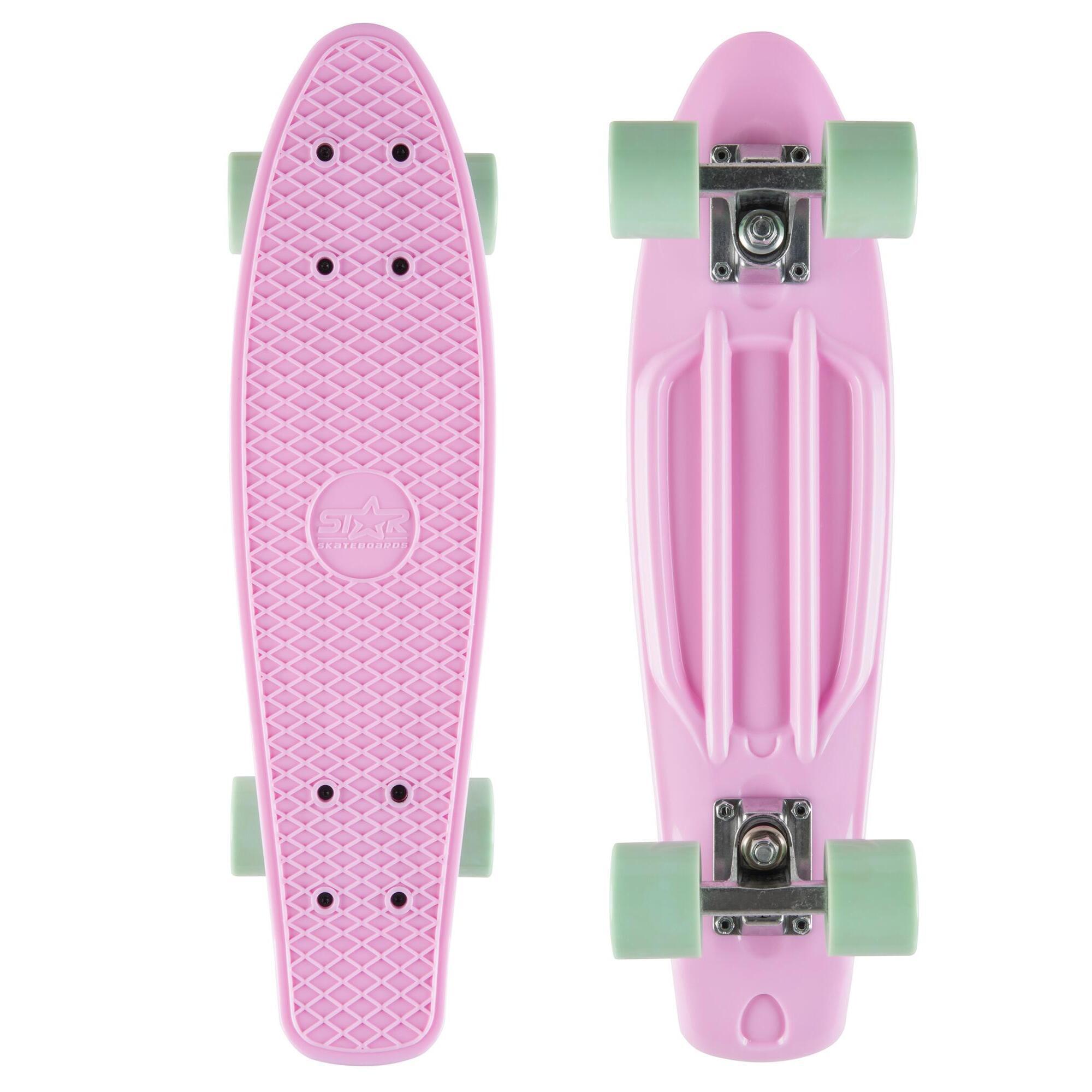 STAR SKATEBOARDS STAR SKATEBOARDS Vintage Skateboard, Retro Cruiser 60mm, pink / mint